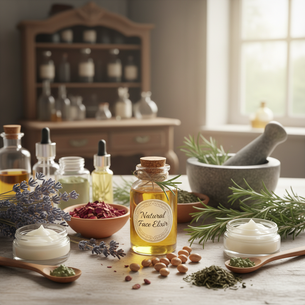 Bahan perawatan kulit alami termasuk minyak dan tanaman herbal